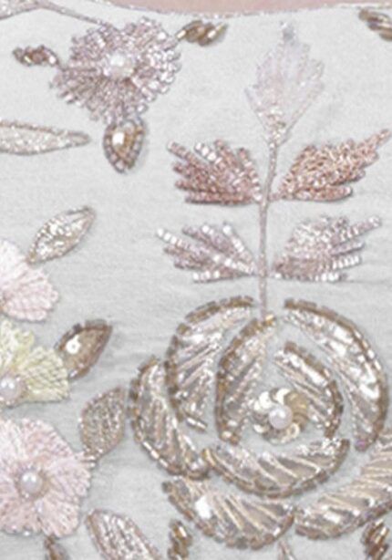 White Lehenga Set With Hand Embroidered Blouse And Dupatta