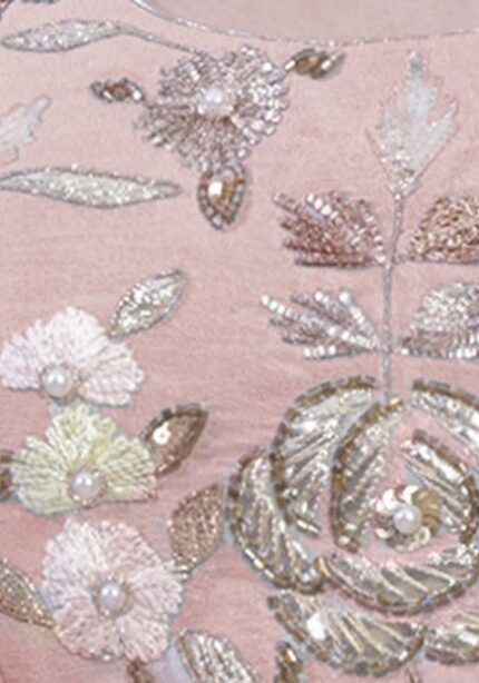 Peach Lehenga Set With Hand Embroidered Blouse And Dupatta