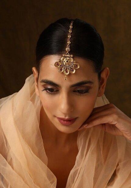 Red Gold Tone Temple Maangtika