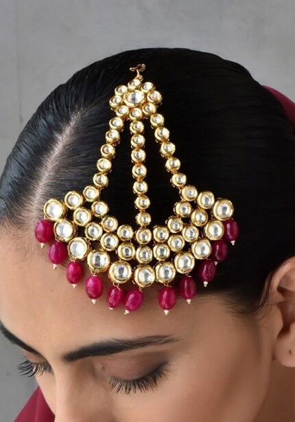 Red Gold Tone Kundan Passa