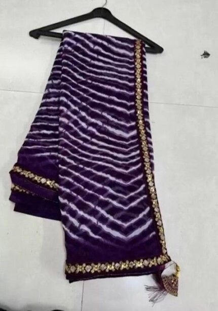 Violet Embroidered Georgette Saree Set