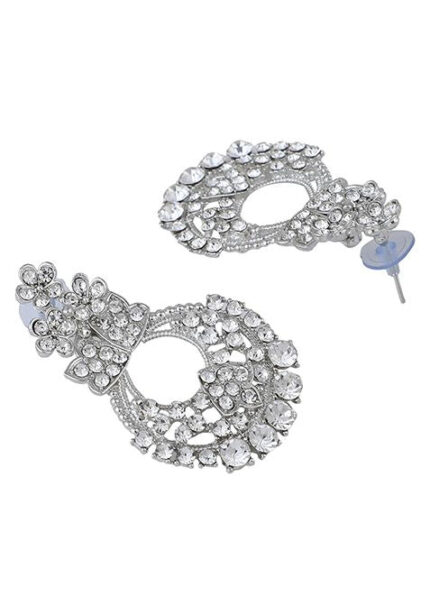 White Silver Plated American Diamond Necklace Set With Maang Tikka