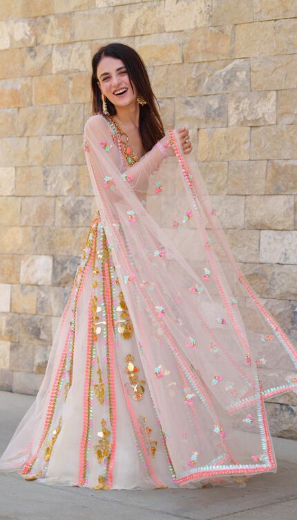 Radhika Madan - IVORY EMBELLISHED FULL LEHENGA SET