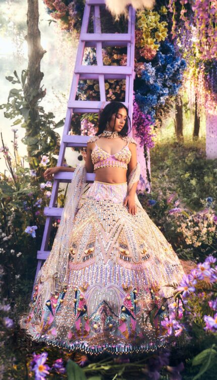 Ophelia - Ivory & Lilac Lehenga Set